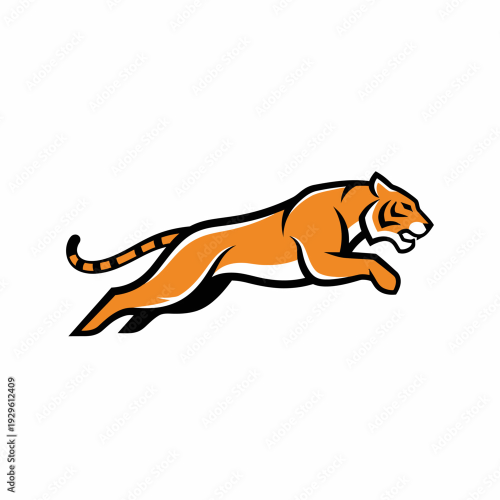 Obraz premium Running Tiger Illustration Graphic Design Element.