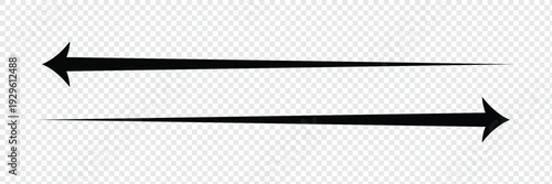 Horizontal long straight arrow signs. Black pointer, direction, position symbol and double arrow icon isolated on white background. Vector Illustration