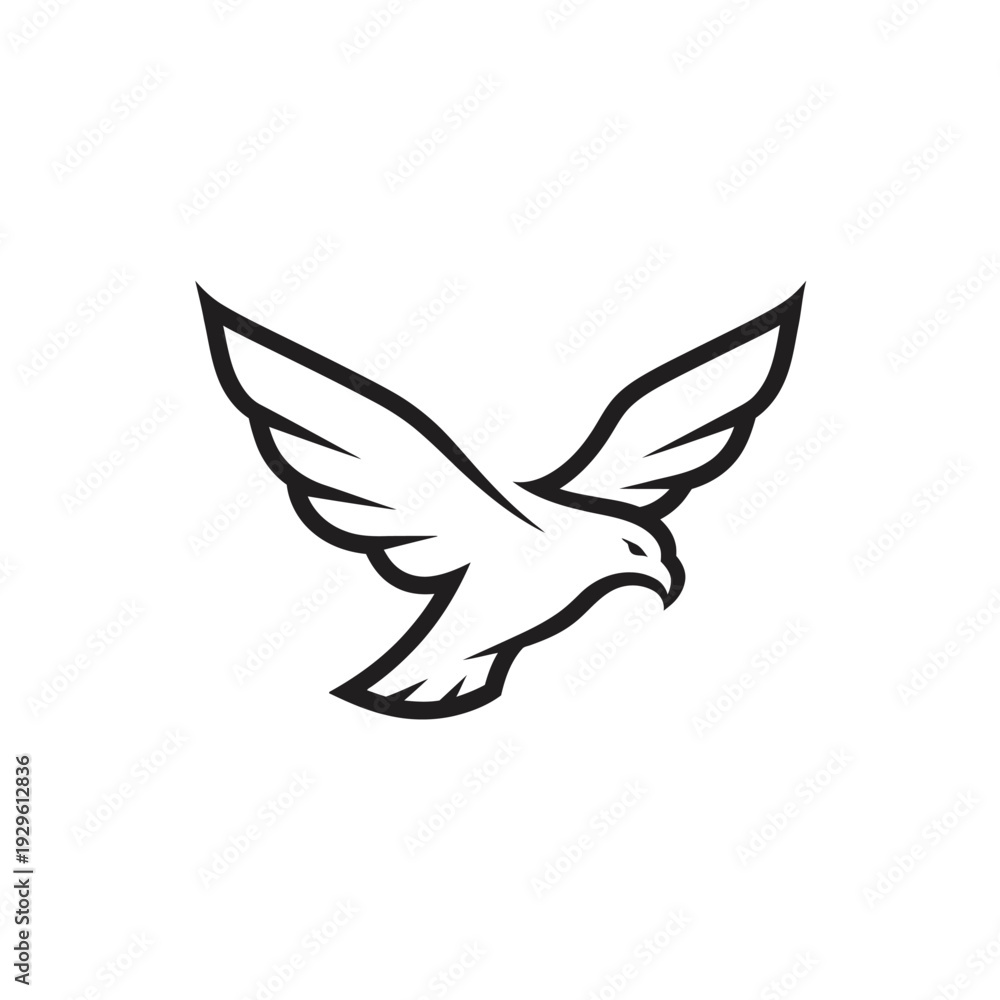 Obraz premium Simple Black and White Dove Illustration Flying.