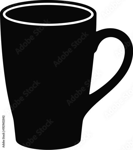 Minimalist black ceramic mug silhouette line art vector