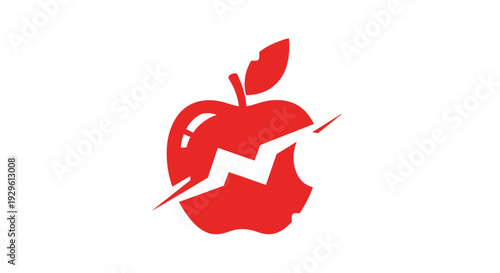Red Apple Logo With Lightning Bolt.