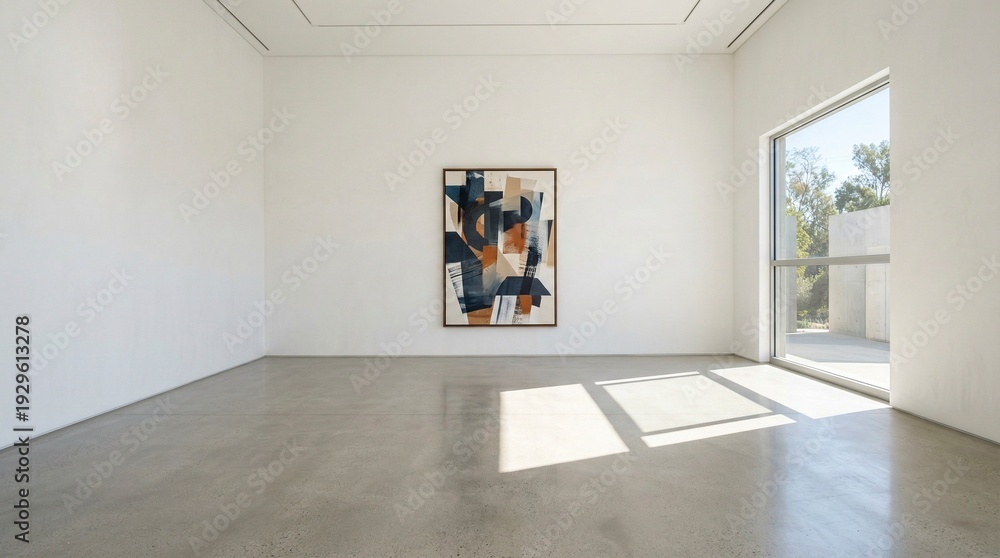 Fototapeta premium modern art gallery with abstract painting on wall