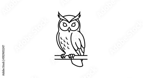 Simple black and white owl illustration.