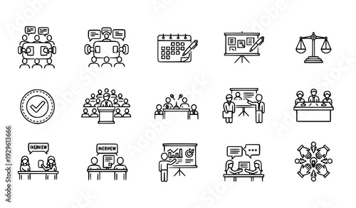 Discussion and Planning Linear Editable Icons