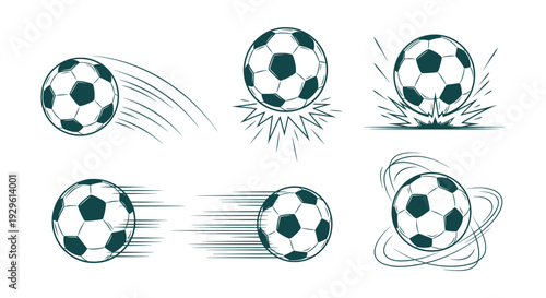 Dynamic Soccer Ball Vector Set Action Speed Impact Kick Game Collection