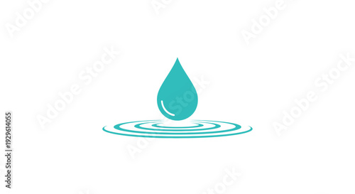 Teal Water Drop Making Ripples.