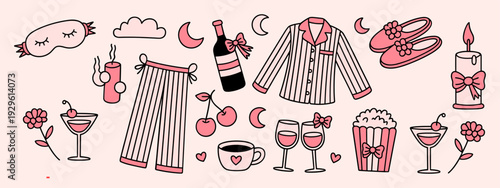 Cute doodle pajama party collection