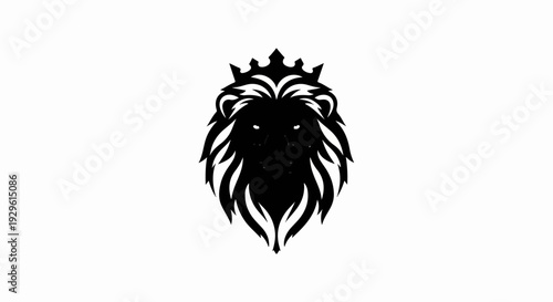 A stylized black lion head with a crown sits centered on a white background