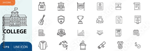 College life icons and symbols