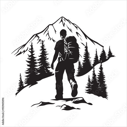 hiker mountain climber adventure silhouette