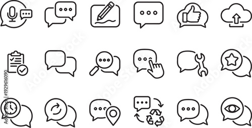 chat and communication icons on white background