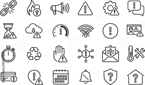 collection of line icons for warning and information