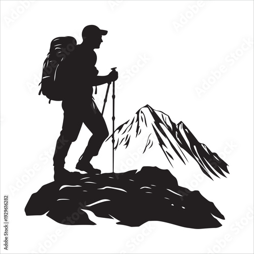 hiker mountain climber adventure silhouette