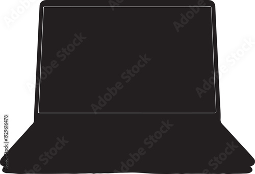 Simple blank blackboard silhouette with white outline isolated on transparent background for design use