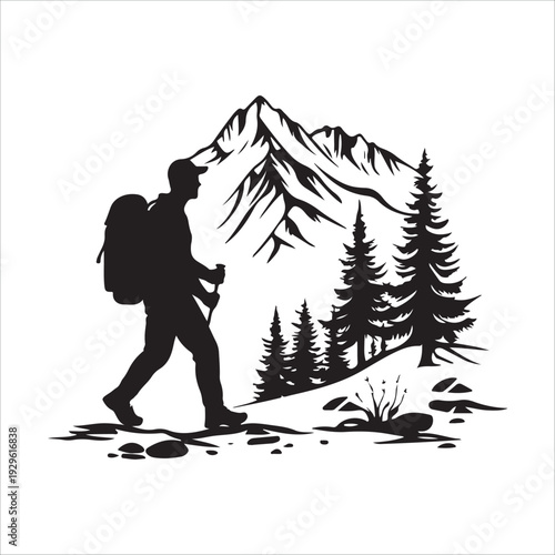 hiker mountain climber adventure silhouette