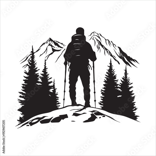 hiker mountain climber adventure silhouette