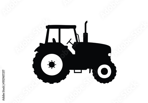 Silhouette of a farm tractor, a powerful agricultural vehicle symbolising rural work and the farming industry