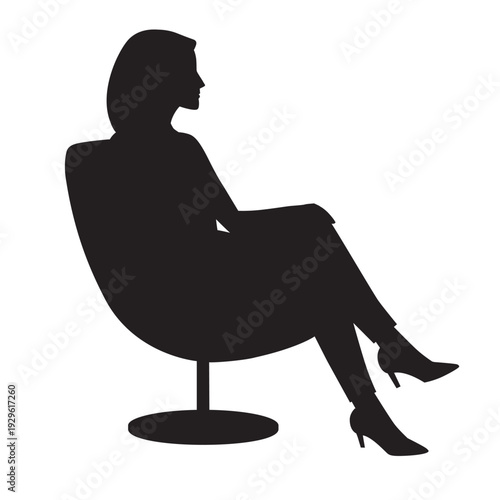 Woman silhouette sitting on chair waiting concept