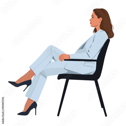 Professional businesswoman sitting on chair thinking about success