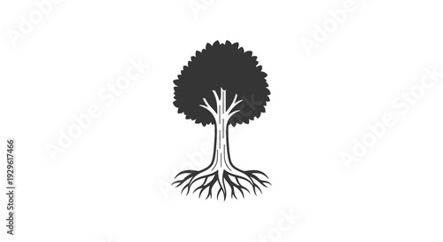 Tree with roots and leaves.