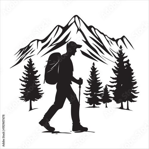 hiker mountain climber adventure silhouette