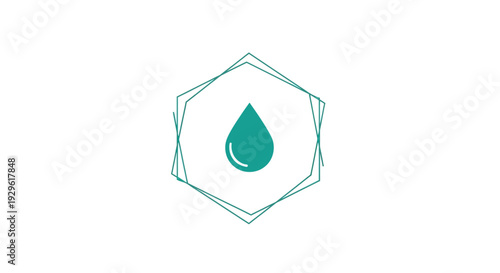 Water Droplet Icon Inside Hexagon Shape.