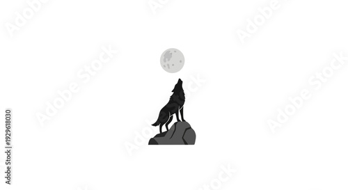 Wolf howling at full moon.
