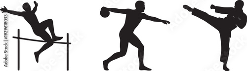 silhouette of people doing sports movements