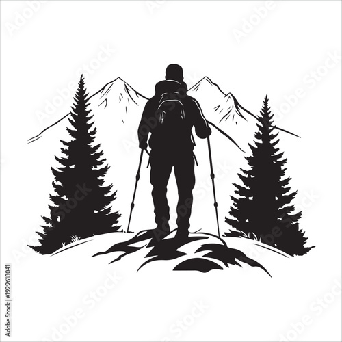 hiker mountain climber adventure silhouette