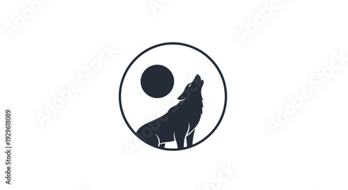Wolf Howling at the Moon Silhouette.