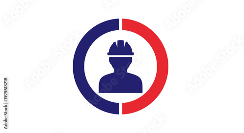 Worker Icon with Hard Hat Symbol.