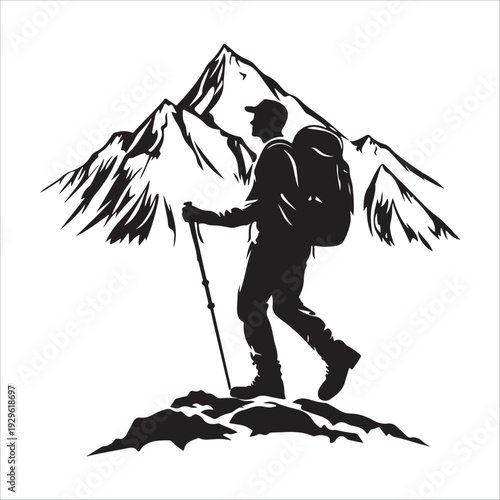 hiker mountain climber adventure silhouette