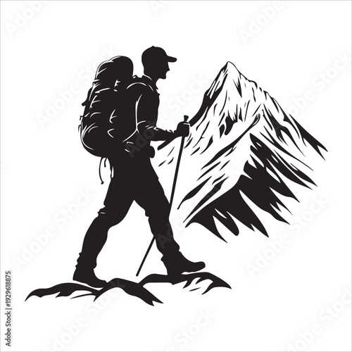 hiker mountain climber adventure silhouette