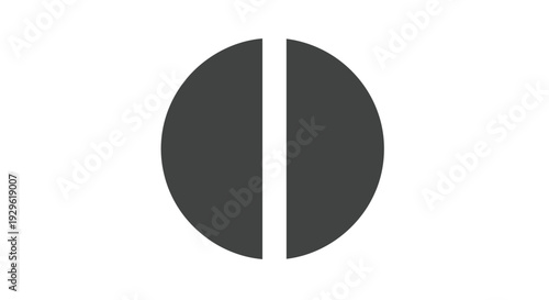 Black and white divided circle symbol.