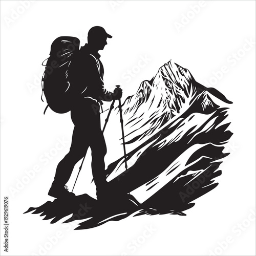 hiker mountain climber adventure silhouette