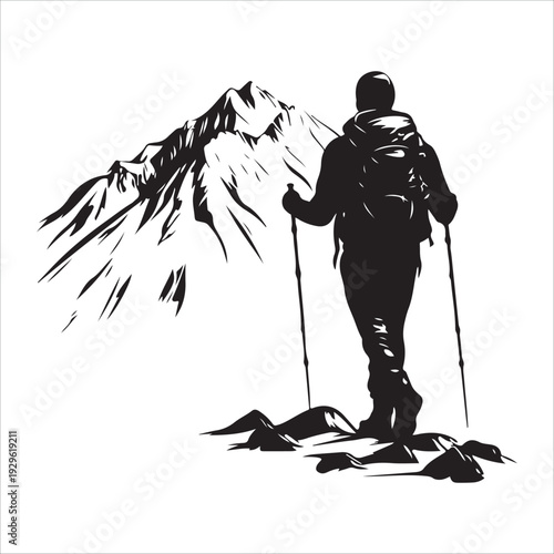 hiker mountain climber adventure silhouette