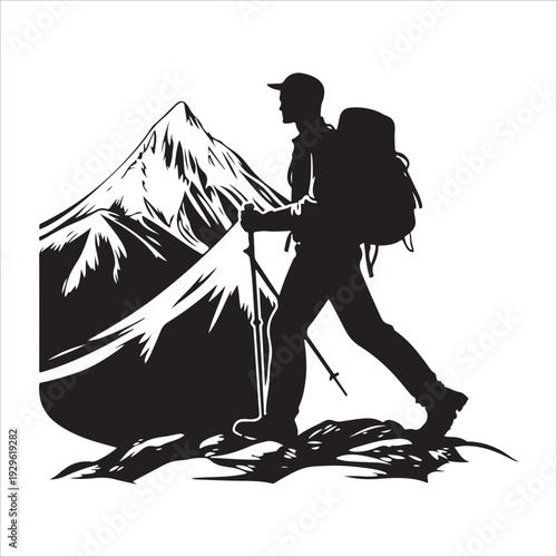 hiker mountain climber adventure silhouette