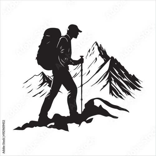 hiker mountain climber adventure silhouette