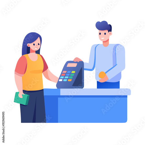Contactless Card Payment at Retail Store – Digital Banking Transaction Vector Illustration