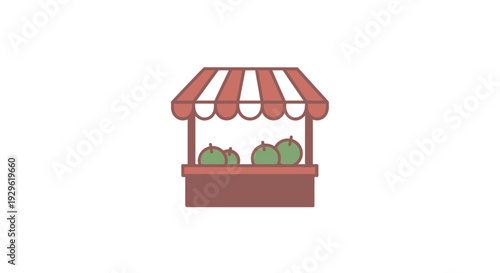 Colorful fruit stand with green apples.