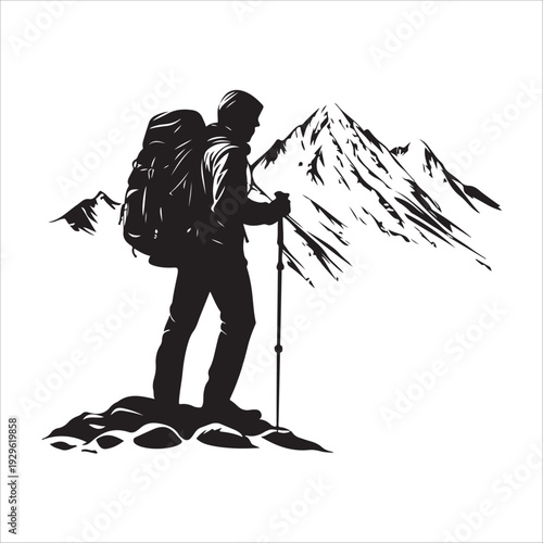 hiker mountain climber adventure silhouette