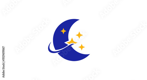 Crescent Moon with Yellow Stars.