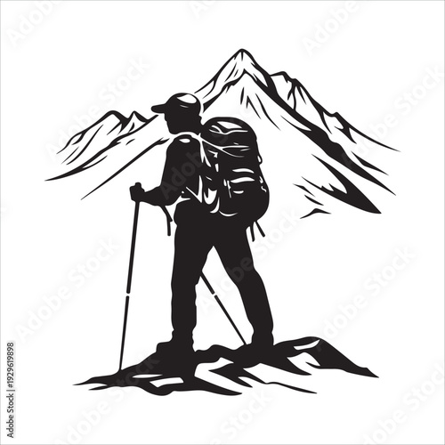 hiker mountain climber adventure silhouette