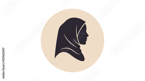 Elegant vector silhouette of a Muslim woman wearing a hijab, representing modesty and cultural identity for various design applications