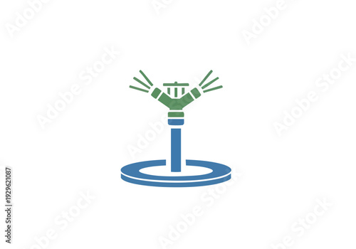 Simple illustration of a garden sprinkler watering system, representing outdoor maintenance and lawn care