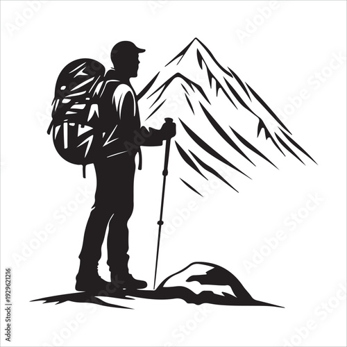 hiker mountain climber adventure silhouette