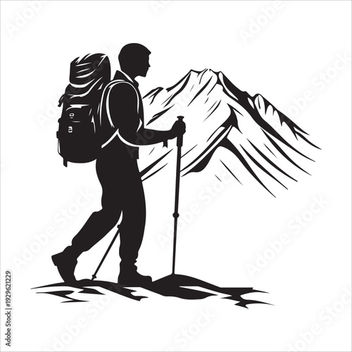 hiker mountain climber adventure silhouette