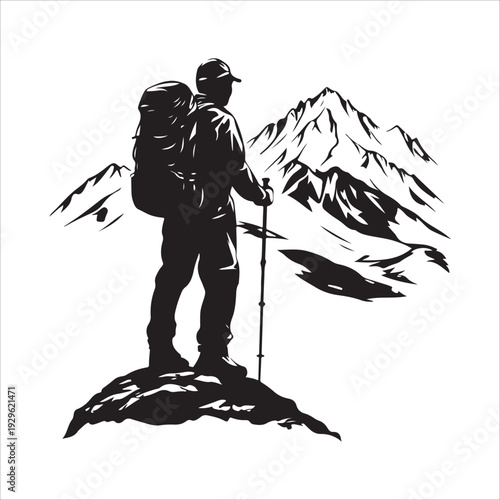 hiker mountain climber adventure silhouette