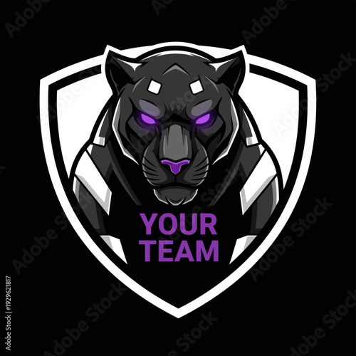 Black Panther Logo with Purple Eyes.