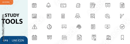 Study tools icons and educational resources